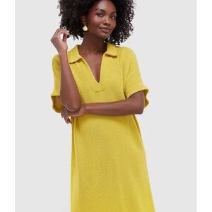 Tuckernuck Textured Yellow Polo Collar Knit Dress/Cover Up XS/S New With Tags!